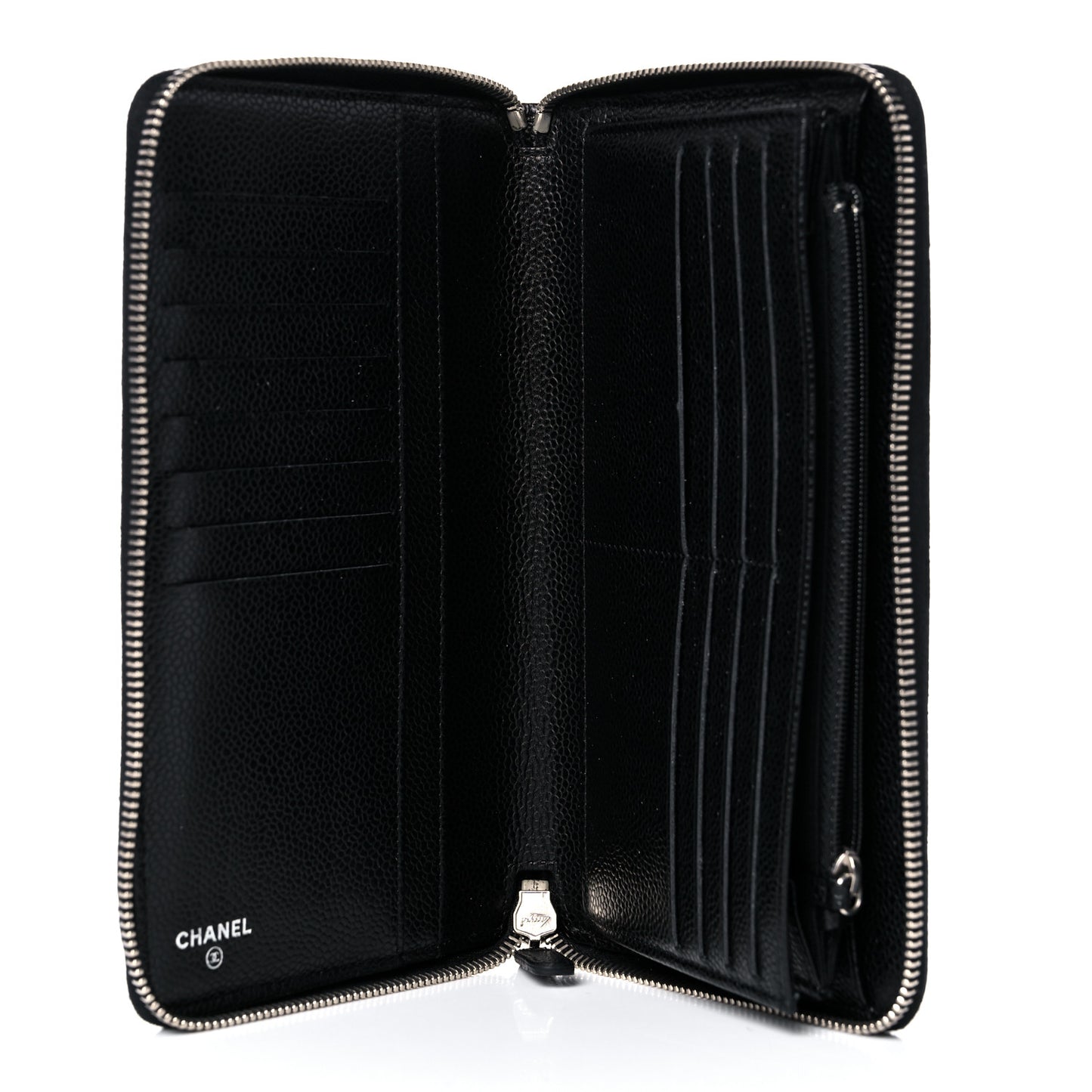 Caviar Quilted Large Zip Around Organizer Wallet Black