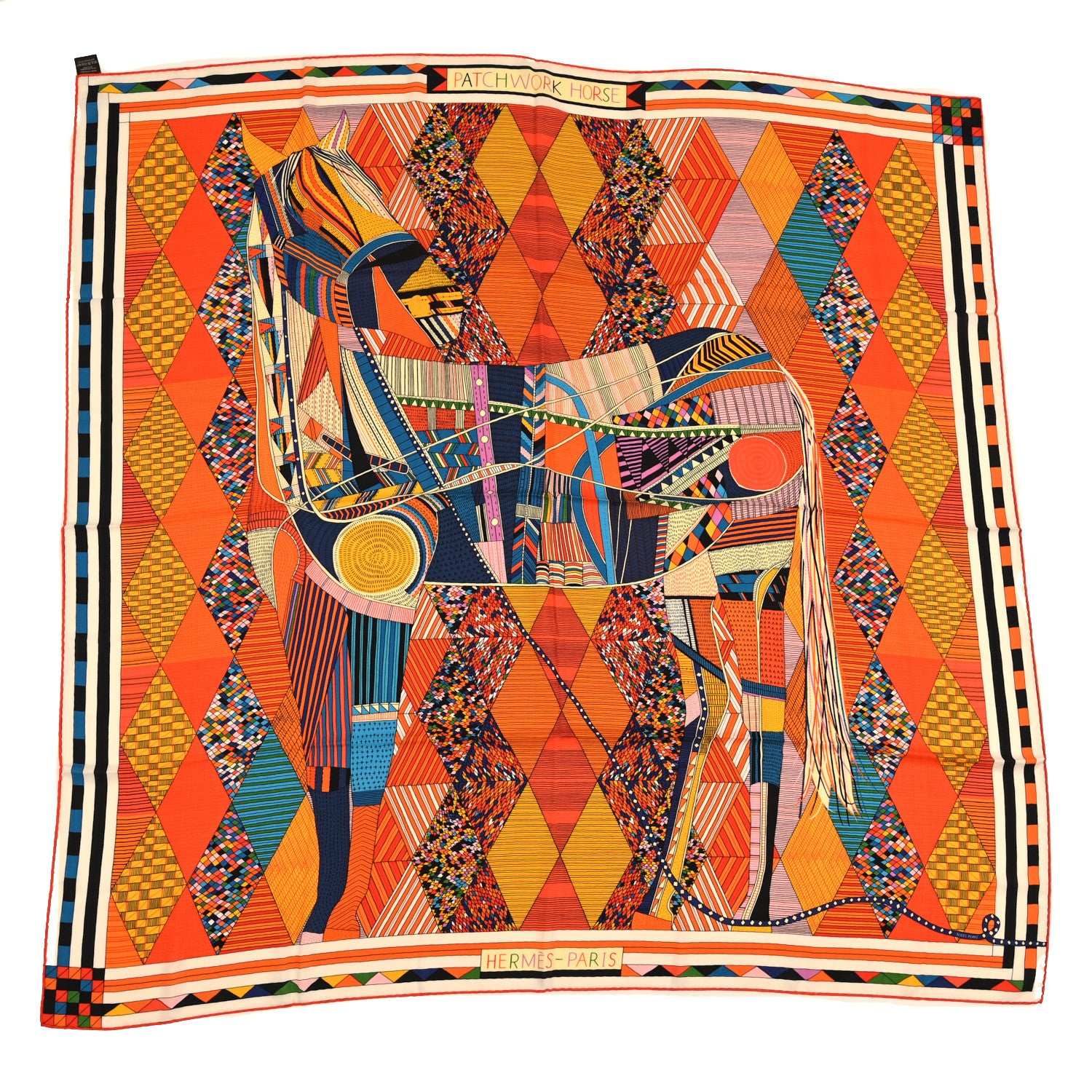 Hermes Cashmere Silk Patchwork Horse Shawl 140 1 of 3