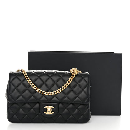 Chanel Lambskin Quilted Small Sweet Camellia Flap Black 11 of 11