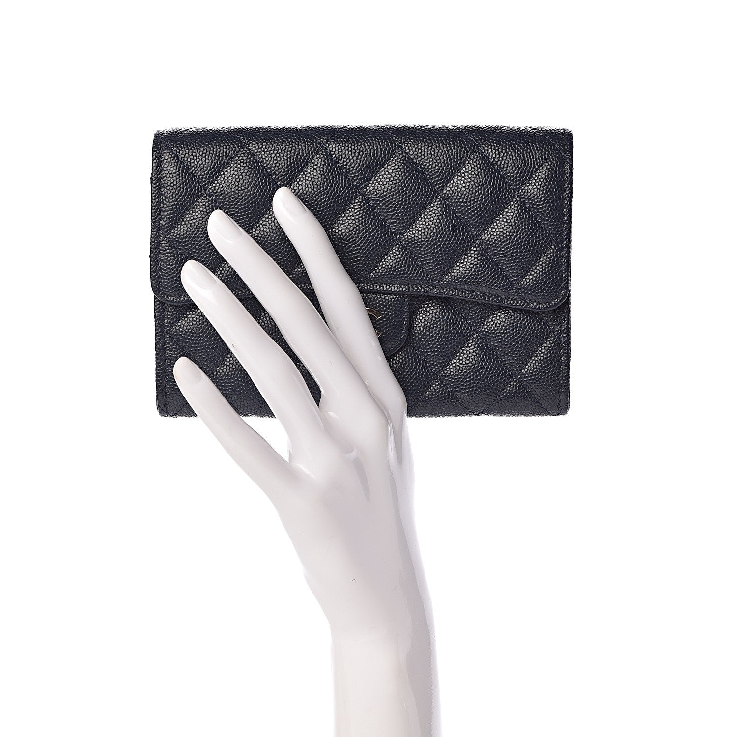 Chanel Caviar Quilted Medium Flap Wallet Navy 2 of 9