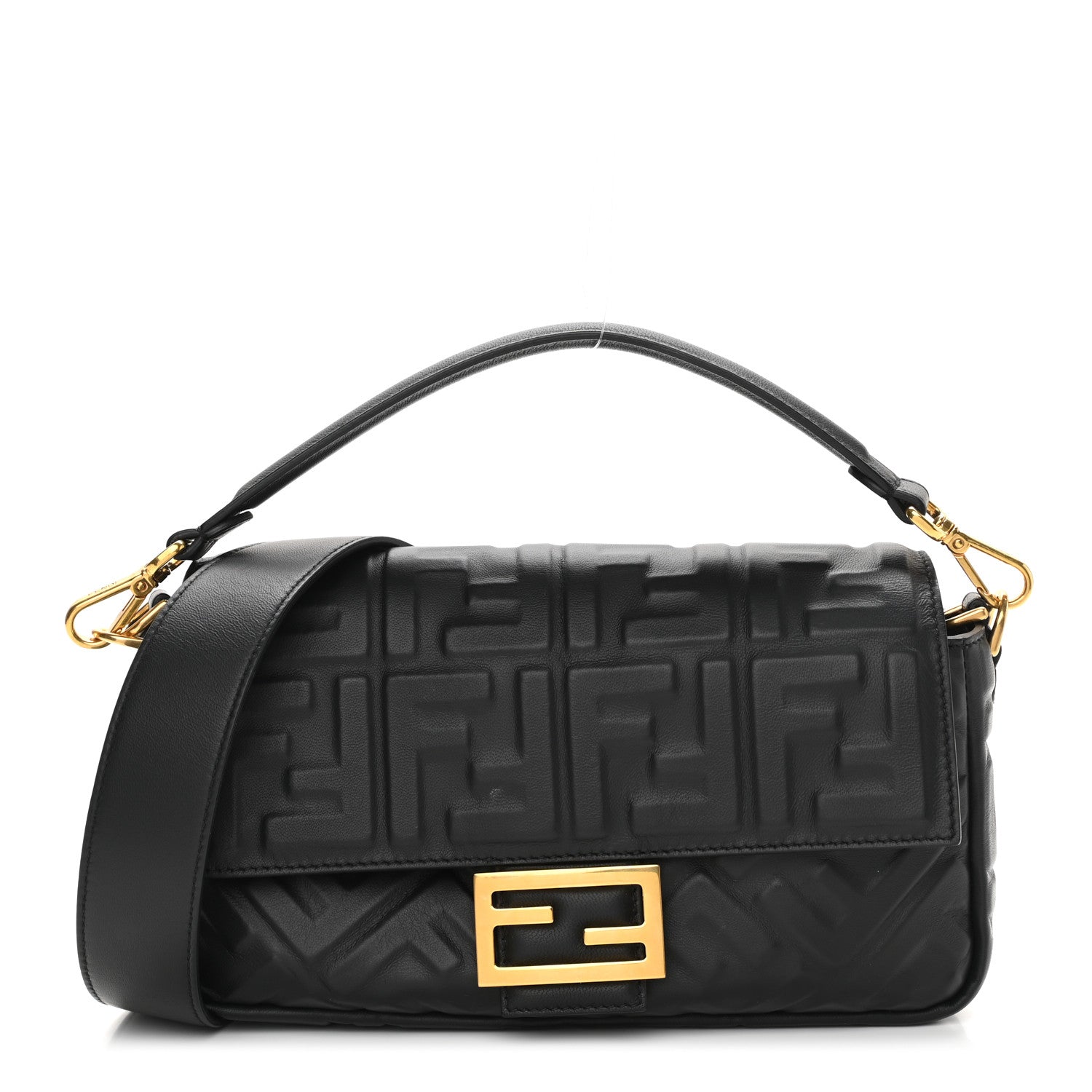 Fendi Nappa FF 1974 Embossed Baguette Black 1 of 11