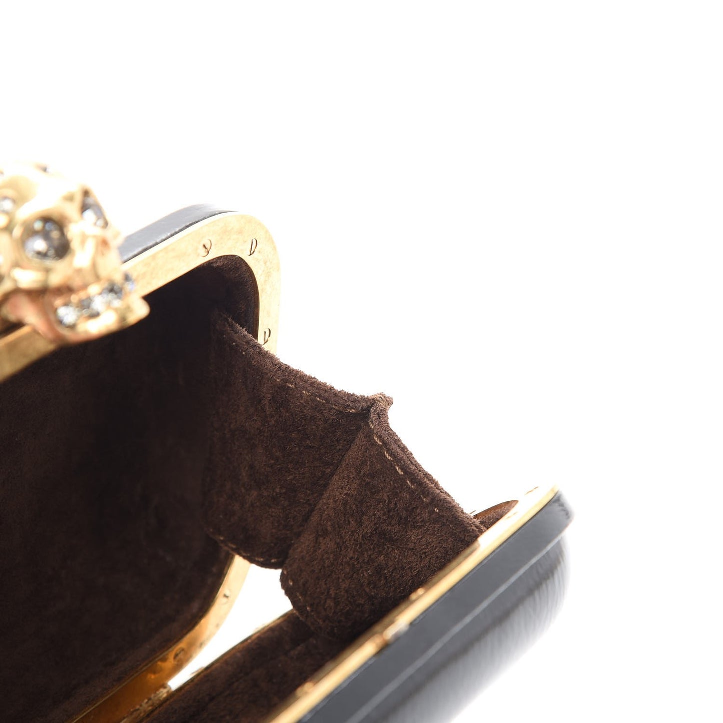 Patent Crystal Skull Small Box Clutch Black