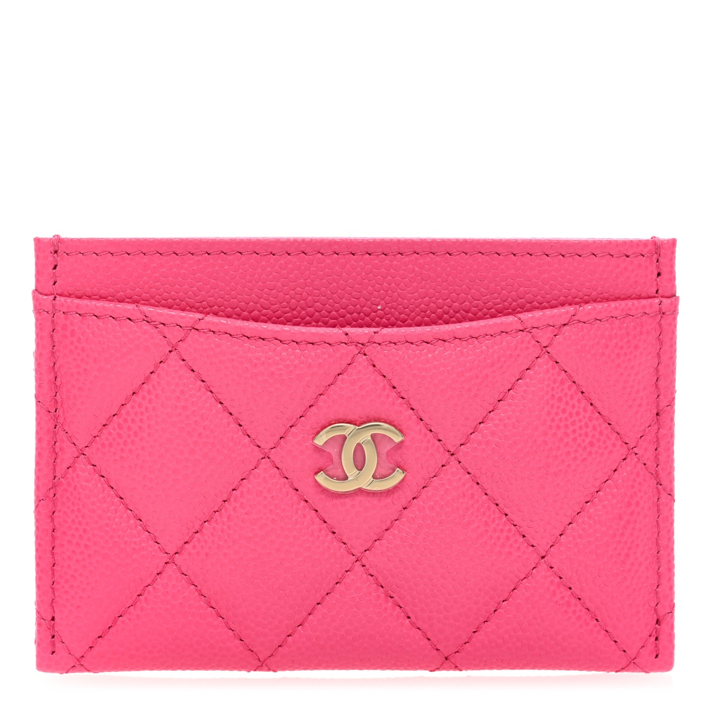 Caviar Quilted Card Holder Pink