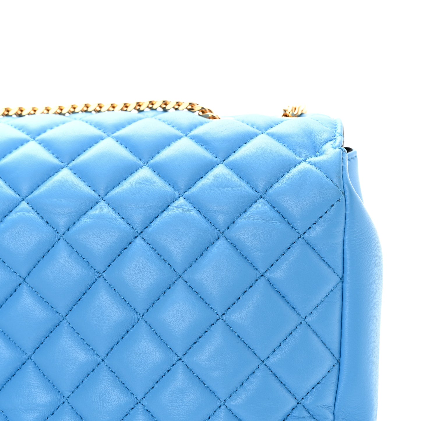 Nappa Quilted Medusa Chain Crossbody Blue