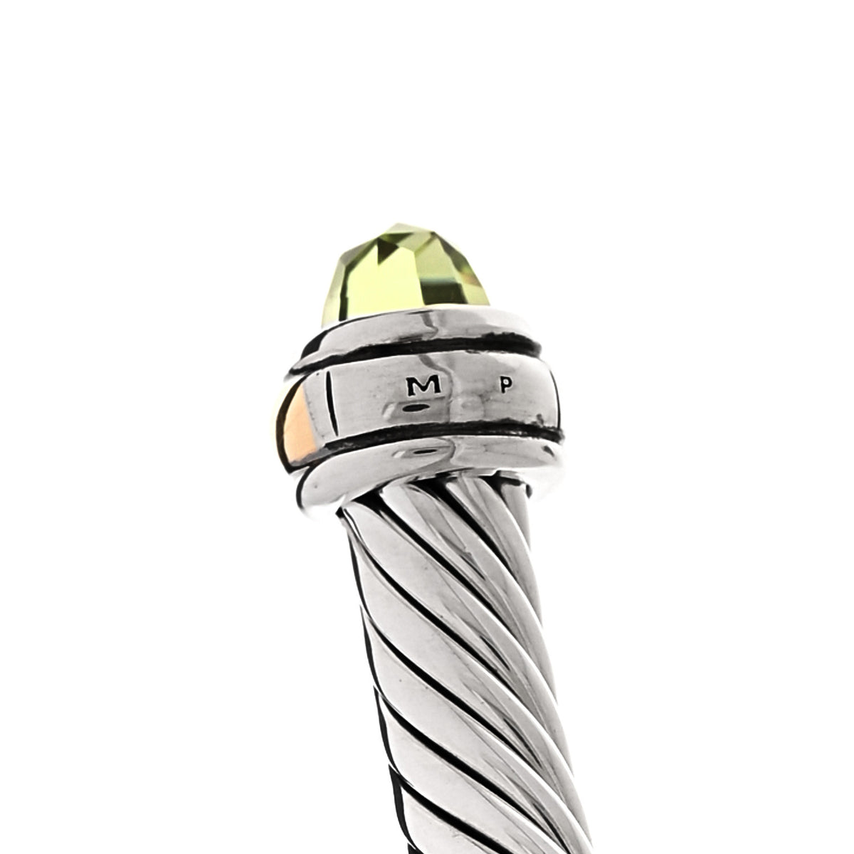 Sterling Silver 18K Yellow Gold Peridot 4mm Cable Classics Bracelet