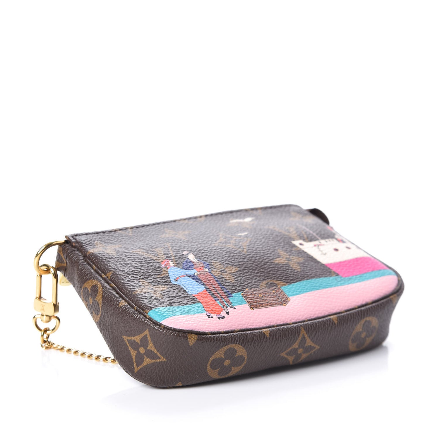Monogram 2016 Christmas Animation Mini Pochette Accessories Rose Ballerine