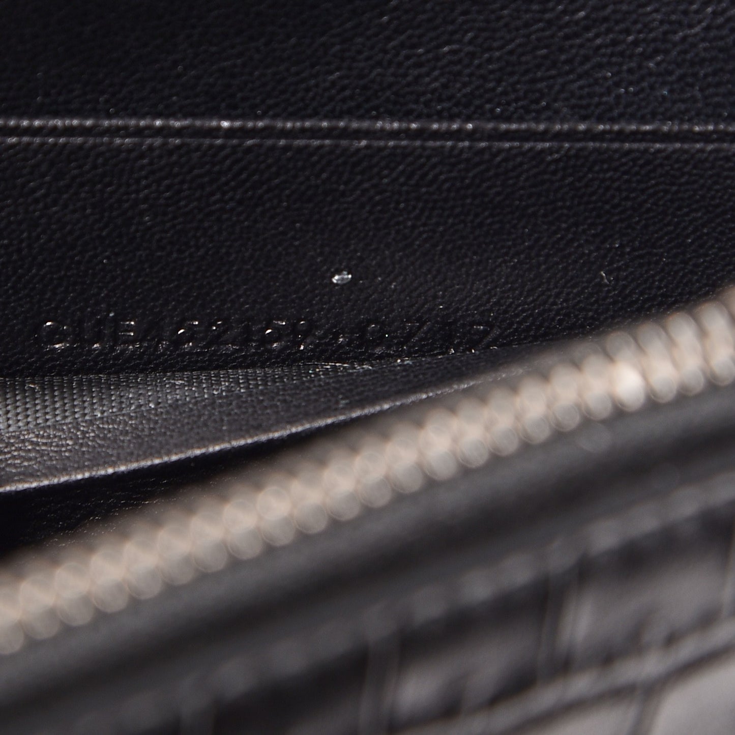Calfskin Crocodile Embossed Kate Monogram Tassel Chain Wallet Black