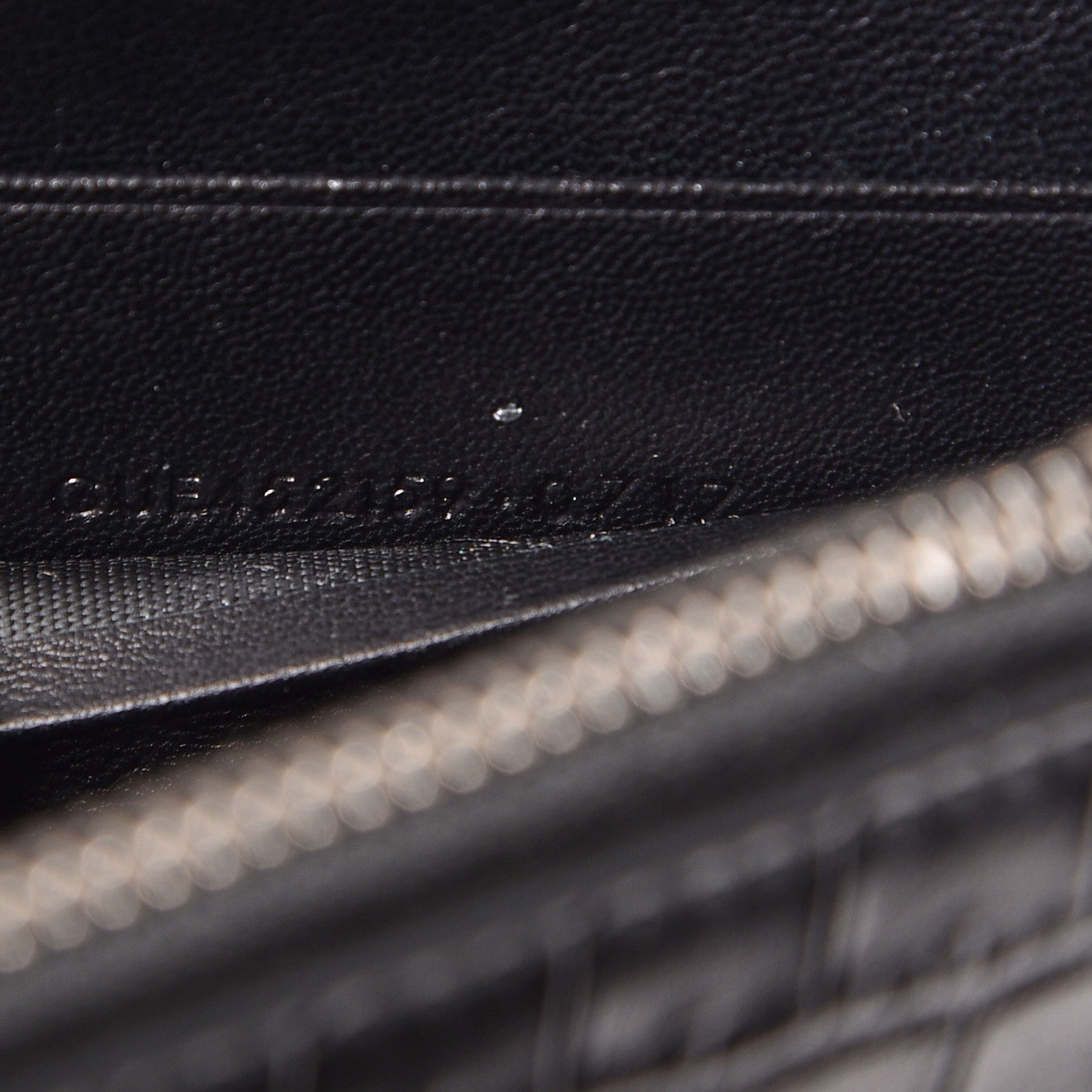 Saint Laurent Calfskin Crocodile Embossed Kate Monogram Tassel Chain Wallet Black 7 of 7
