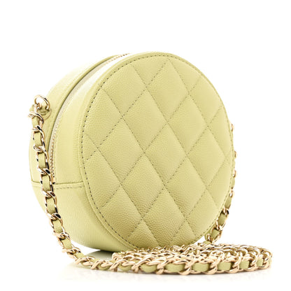 Chanel Caviar Quilted French New Wave Round Clutch With Chain Light Green 3 of 11