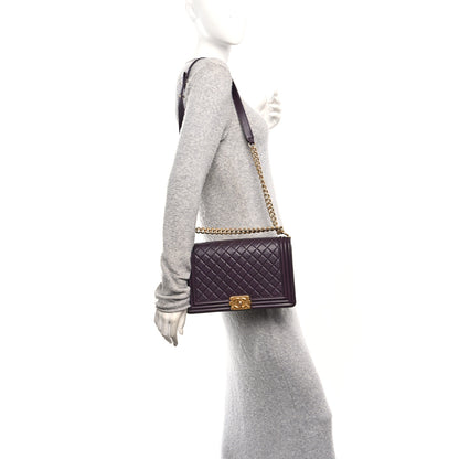 Chanel Lambskin Quilted New Medium Boy Flap Dark Purple 3 of 19