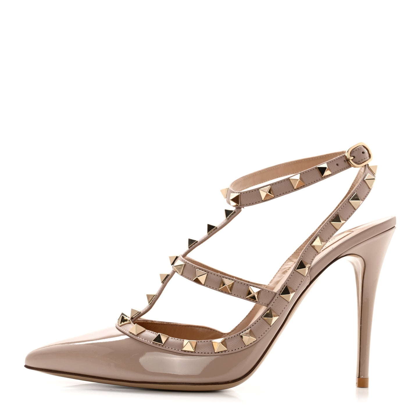Patent Nappa Rockstud Ankle Strap 100mm Pumps 39.5 Poudre