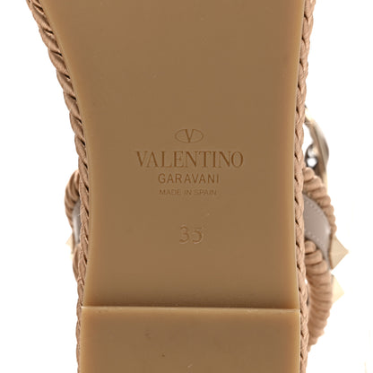 Valentino Garavani Calfskin Rockstud Rope Espadrille Flatform Sandals  35 Poudre 8 of 8