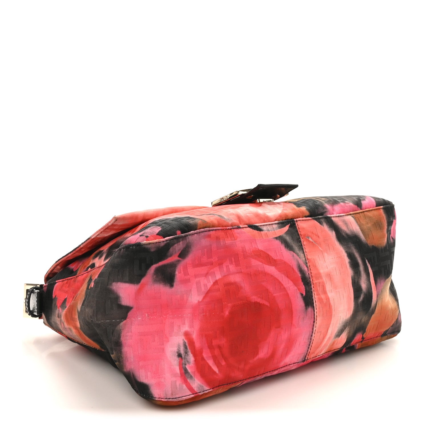 Fendi Zucchino Vitello Floral Forever Mama Baguette Black