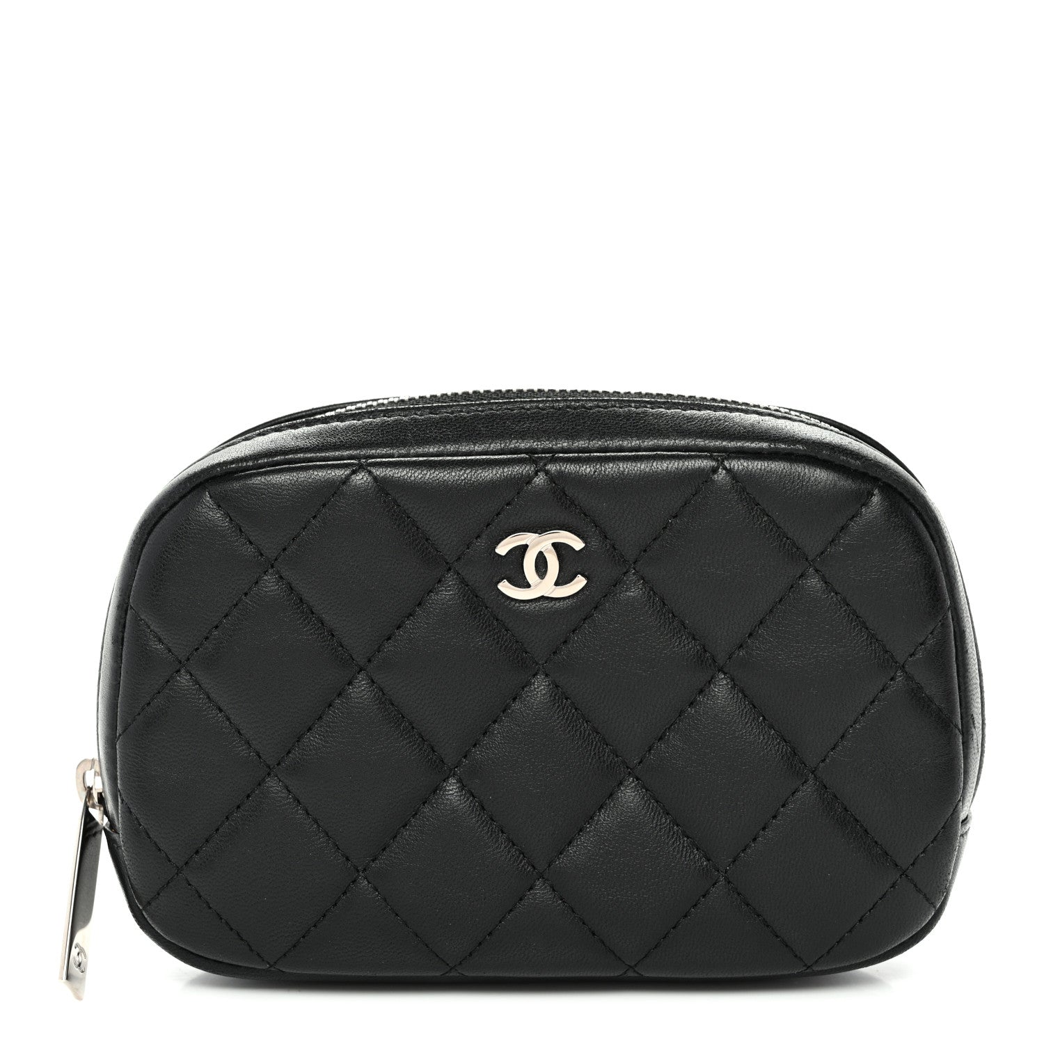 Chanel Lambskin Quilted Small Curvy Pouch Cosmetic Case Black 1 of 10