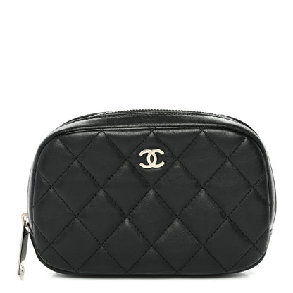 Chanel Lambskin Quilted Small Curvy Pouch Cosmetic Case Black 1 of 10