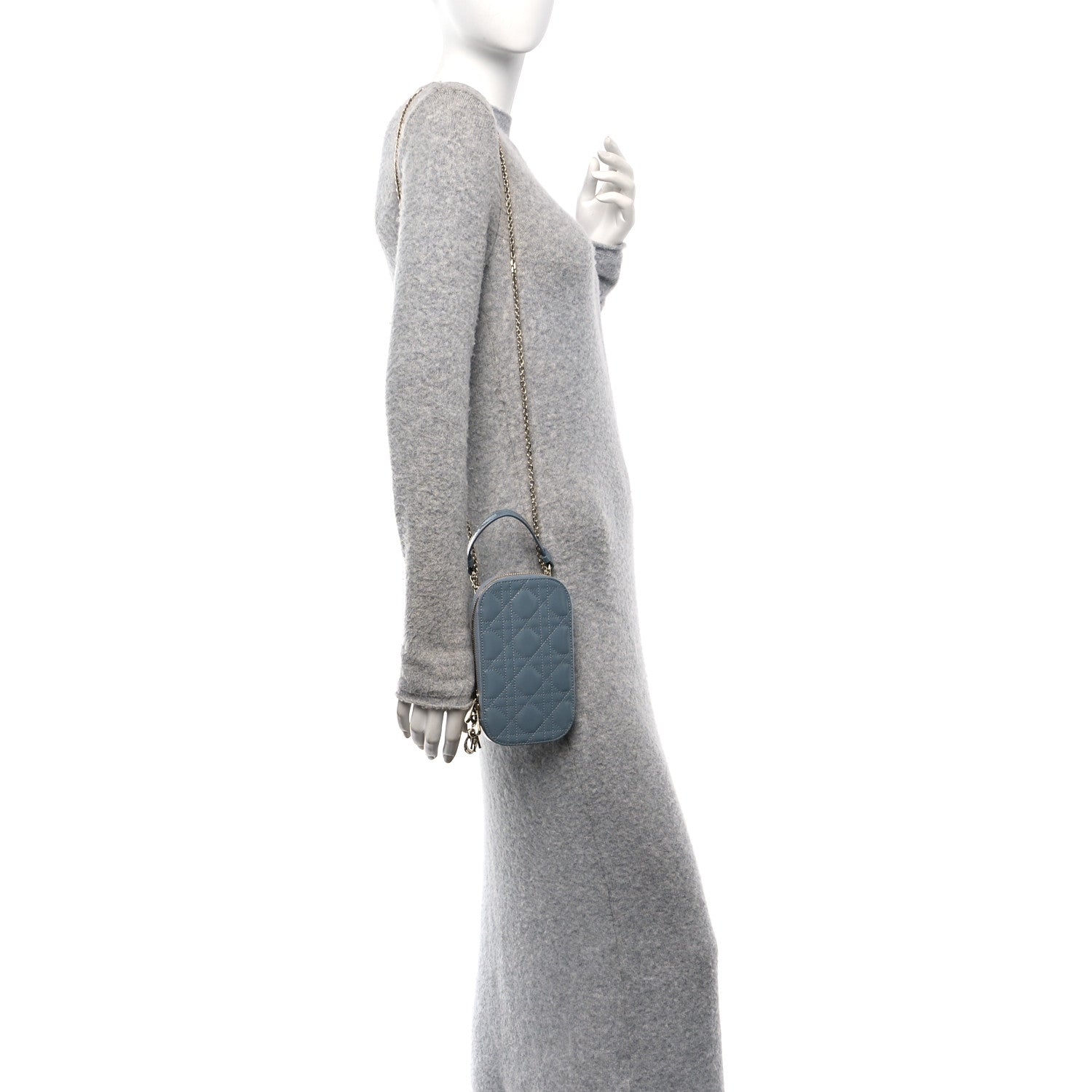 Christian Dior Patent Cannage Lady Dior Phone Holder Bracing Blue 2 of 10