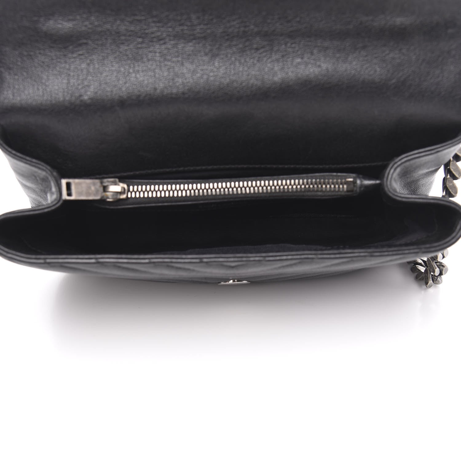 Saint Laurent Sheepskin Matelasse Chevron Monogram Medium College Bag Black 5 of 15