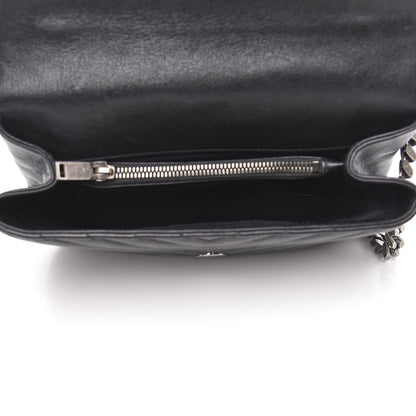 Saint Laurent Sheepskin Matelasse Chevron Monogram Medium College Bag Black 5 of 15