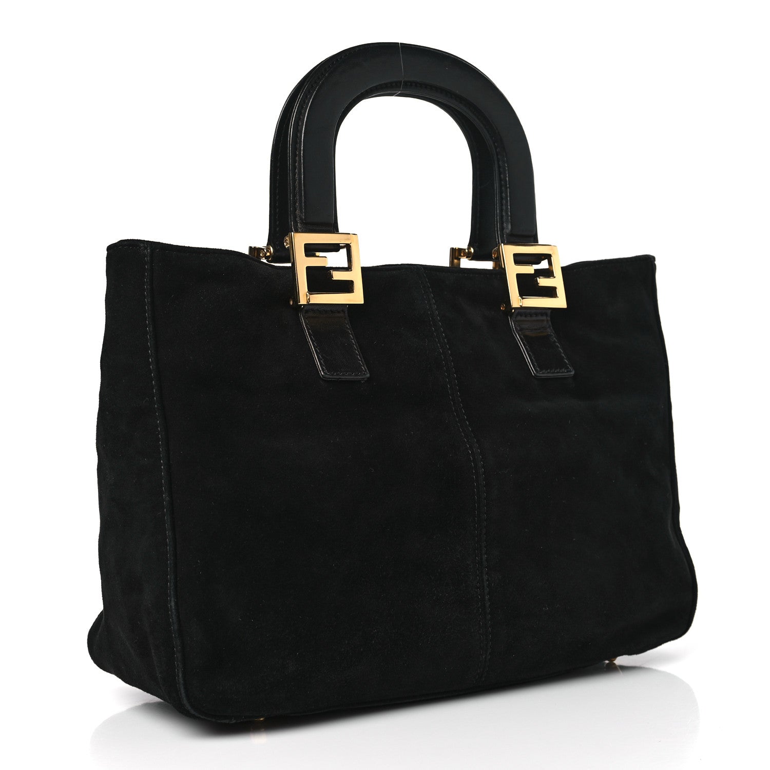 Fendi Suede Calfskin Holdall Tote Black 3 of 10