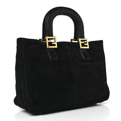 Fendi Suede Calfskin Holdall Tote Black 3 of 10