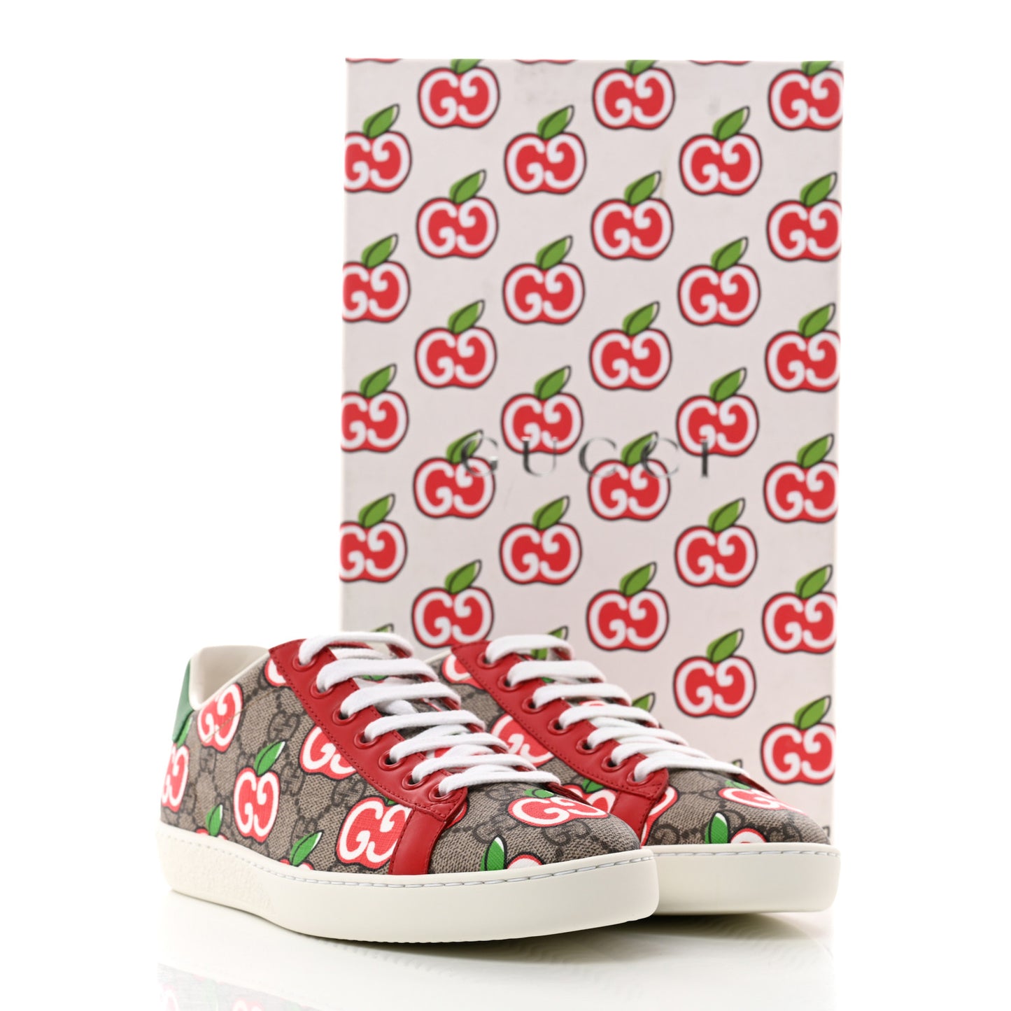 GG Supreme Monogram Apple Womens Ace Sneakers 36 Red