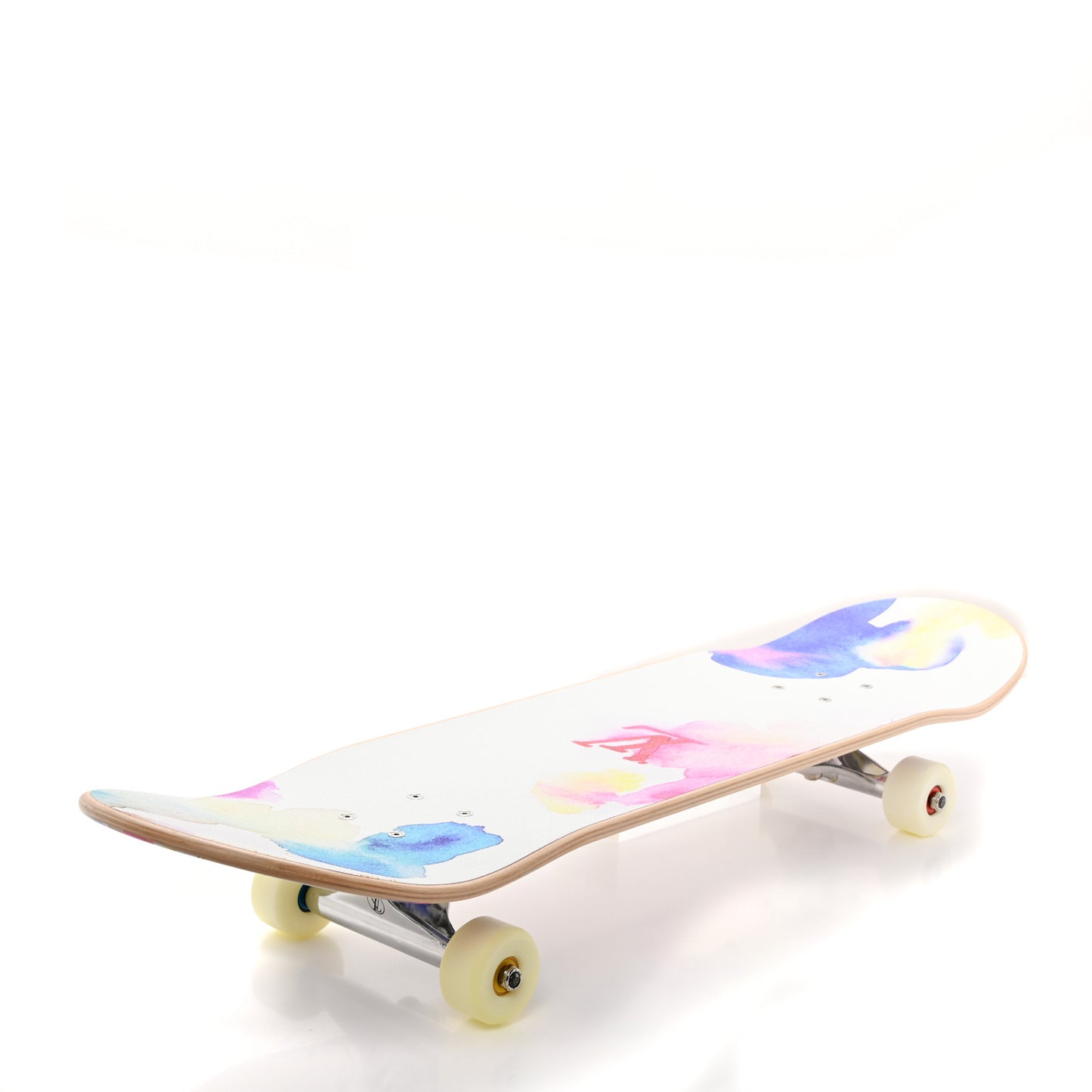Monogram Watercolor Wood Skateboard Multicolor