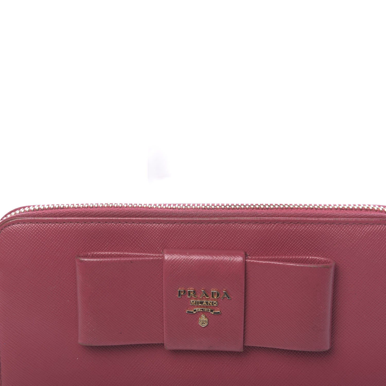 Prada Saffiano Fiocco Bow Zip Around Wallet Peonia 11 of 11