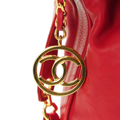 Chanel Lambskin Drawstring CC Shoulder Bag Red 7 of 16