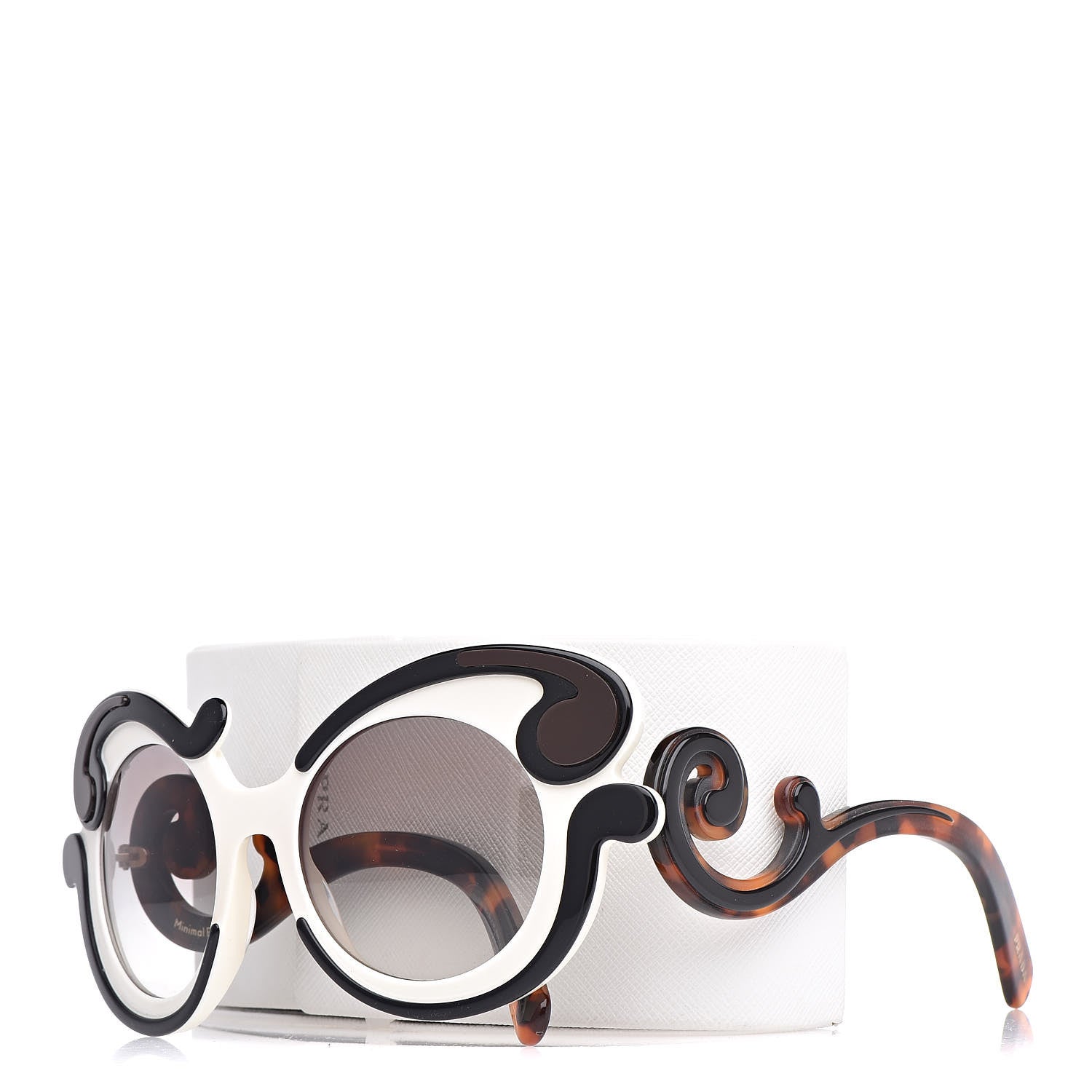 Prada Minimal Baroque Sunglasses SPR 23N Chalk White Black Cocoa 8 of 8