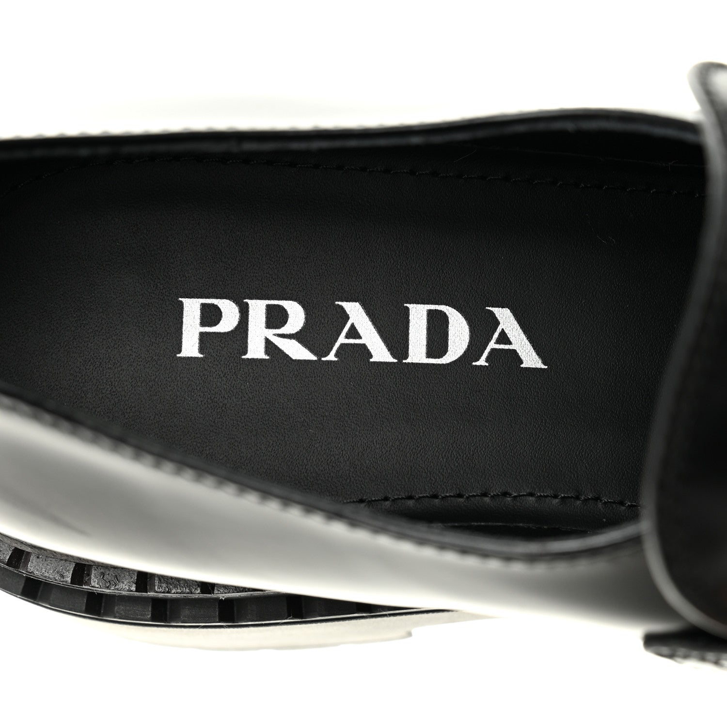 Prada Spazzolato Metal Triangle Logo 50mm Loafers 39 Black 7 of 11