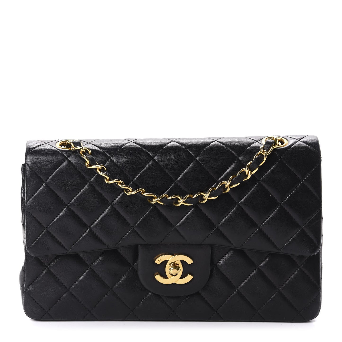 Lambskin Quilted Small Double Flap Black