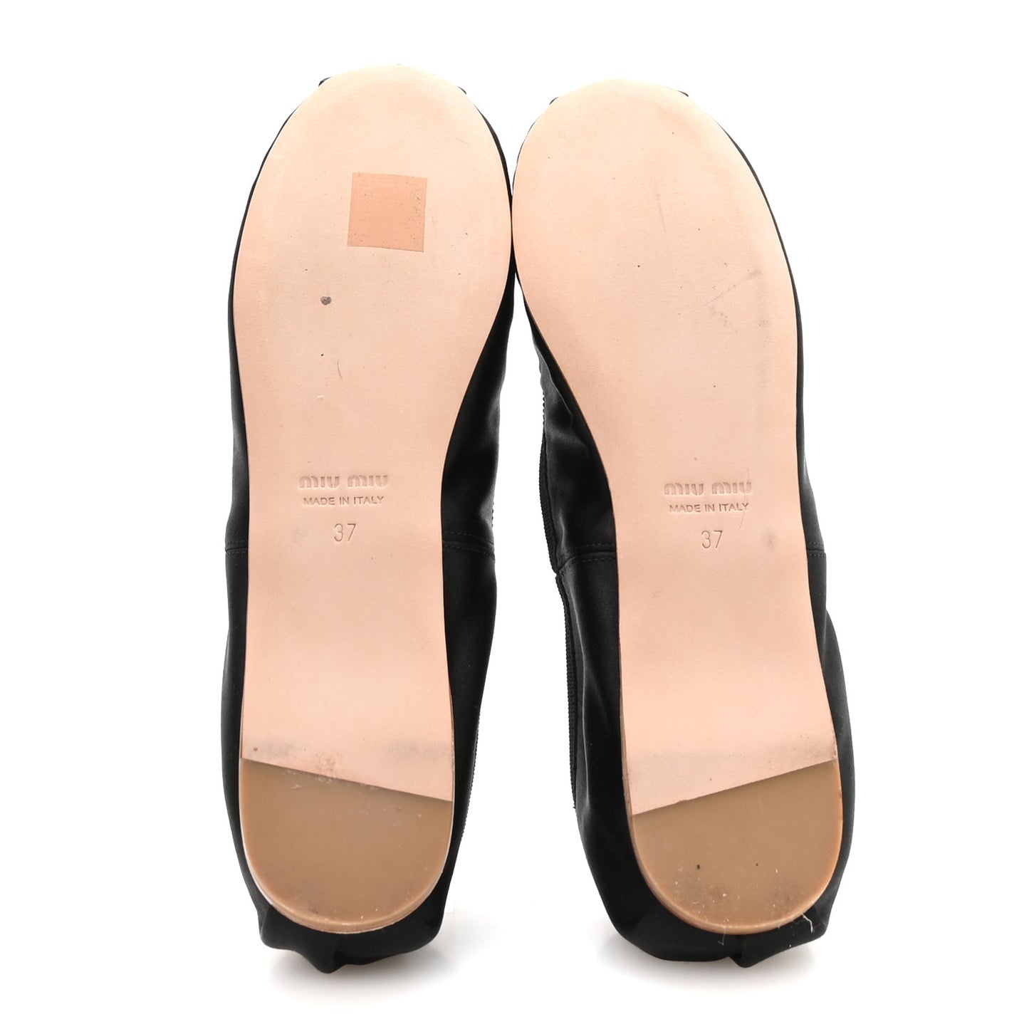 Satin Ballerina Flats 37 Black
