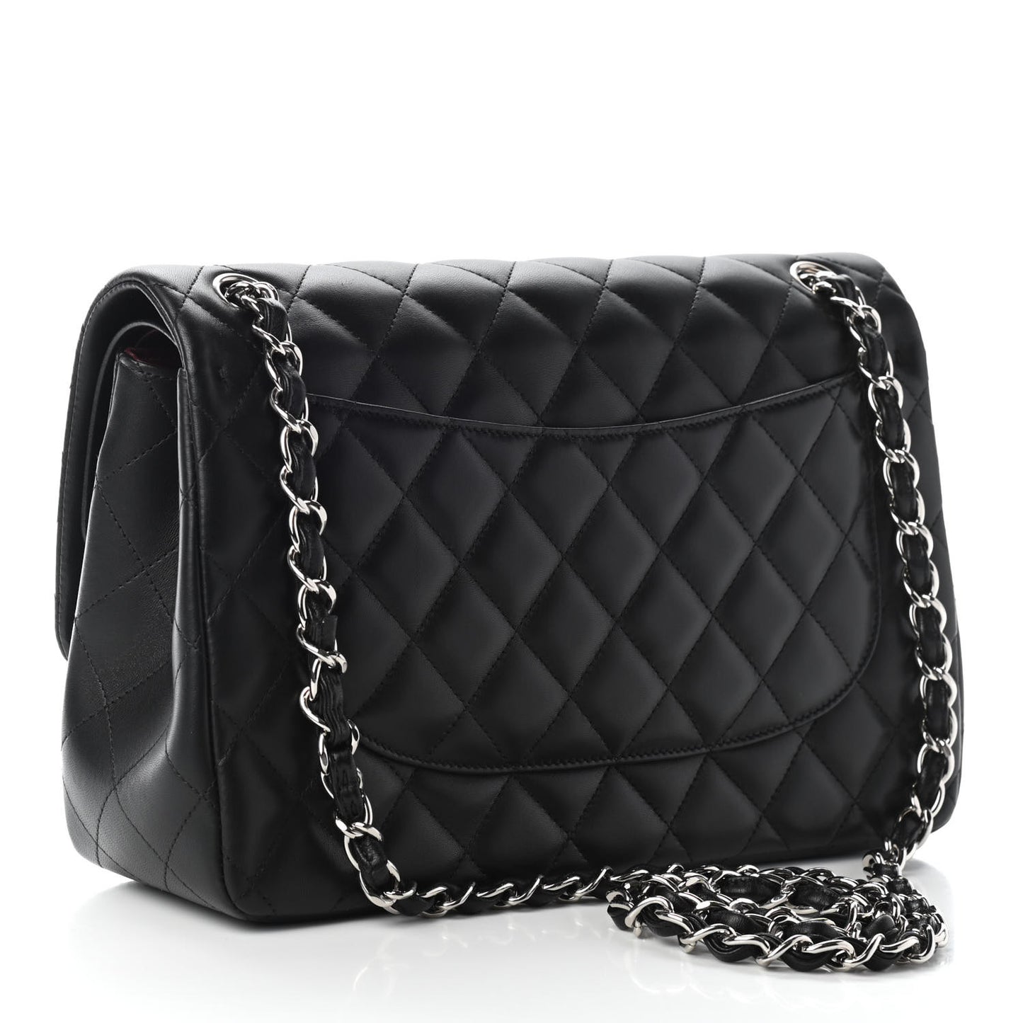 Lambskin Quilted Jumbo Double Flap Black