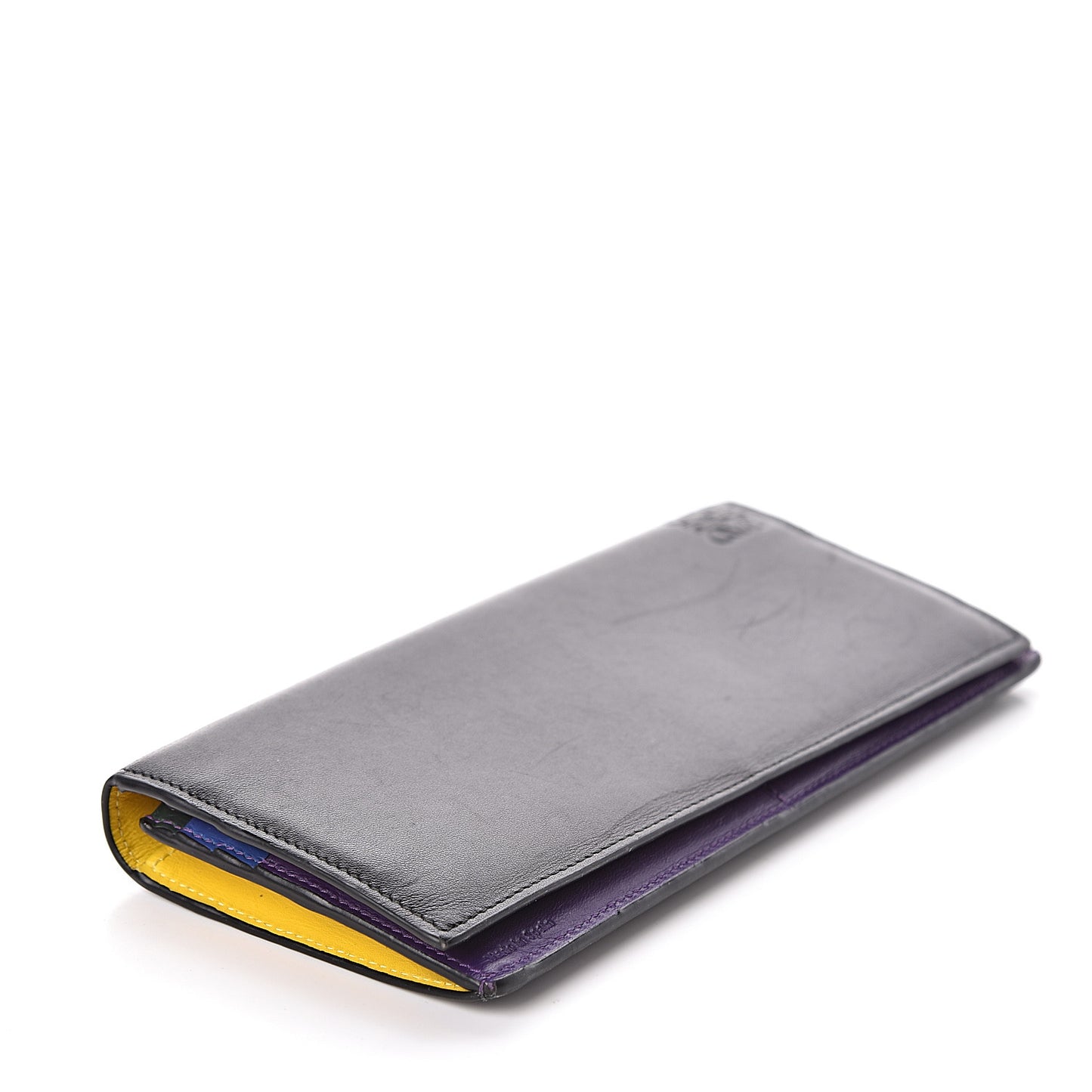 Calfskin Rainbow Long Horizontal Wallet Black