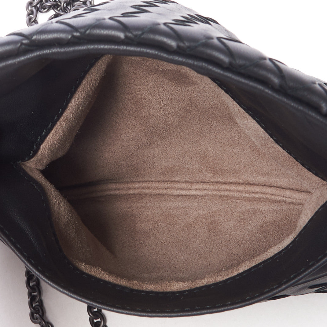 Nappa Intrecciato Small Chain Crossbody Black