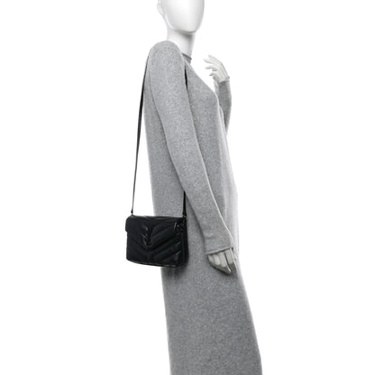 Saint Laurent Calfskin Y Quilted Monogram Monochrome Toy Loulou Crossbody Bag Black 2 of 11