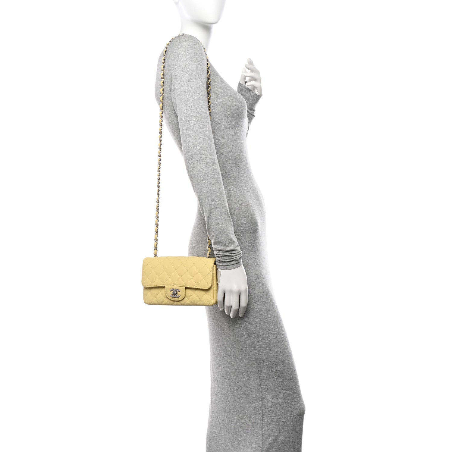 Chanel Caviar Quilted Mini Rectangular Flap Light Yellow 2 of 13