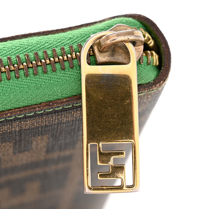 Fendi Zucca Spalmati Vitello Elite Clover Print Zip Around Wallet Tobacco Green 10 of 12