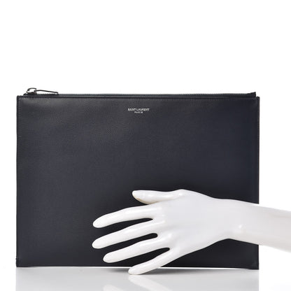 Saint Laurent Grain De Poudre Zipped Tablet Holder Marine 2 of 9