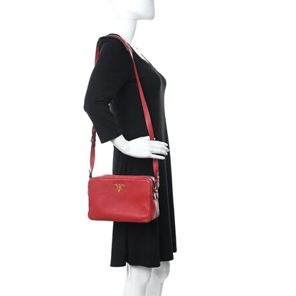 Prada Vitello Phenix Double Zip Camera Bag Rosso 2 of 16