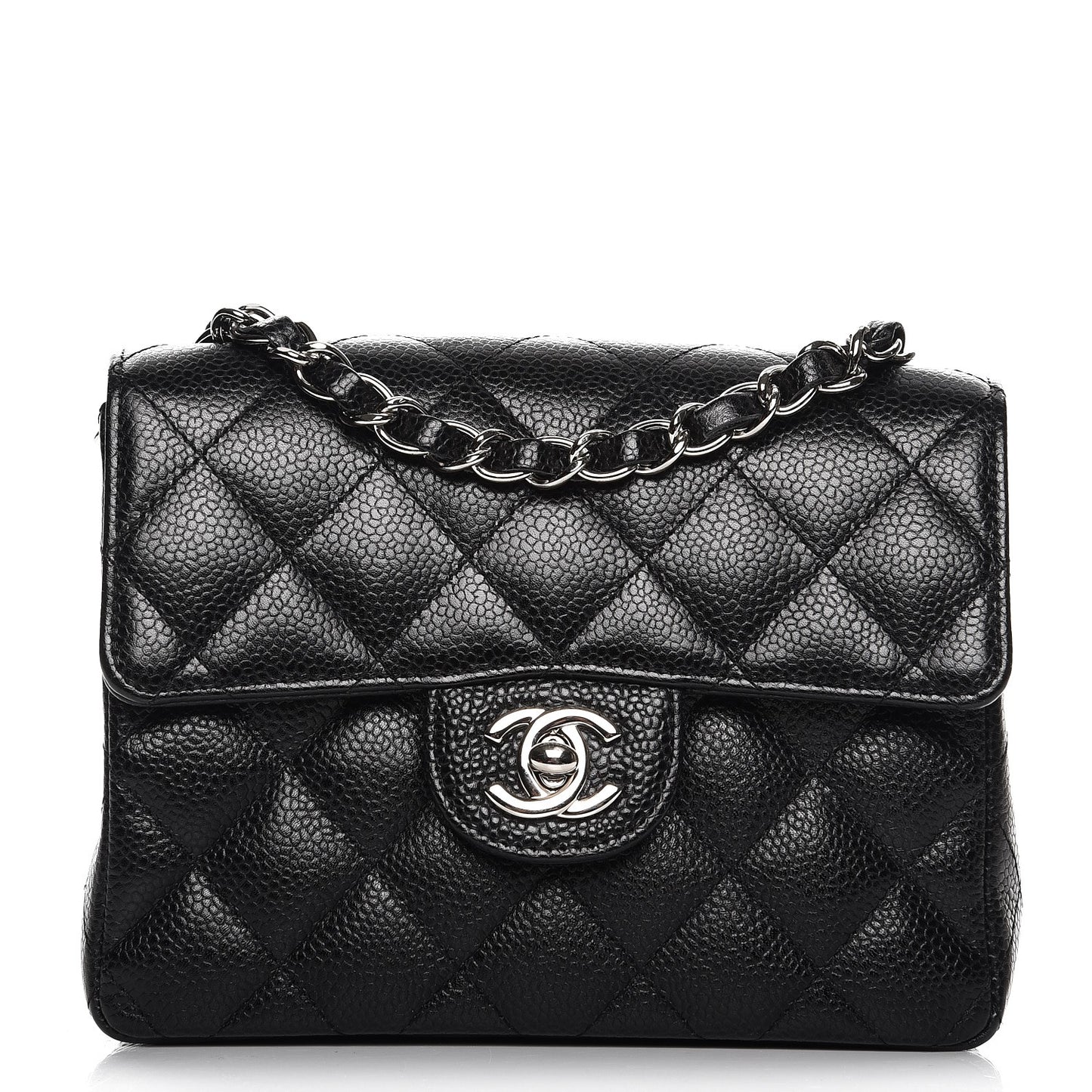 Caviar Quilted Mini Square Flap Black