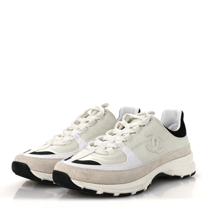 Chanel Calfskin Suede CC Womens Sneakers 39.5 White Black 4 of 11