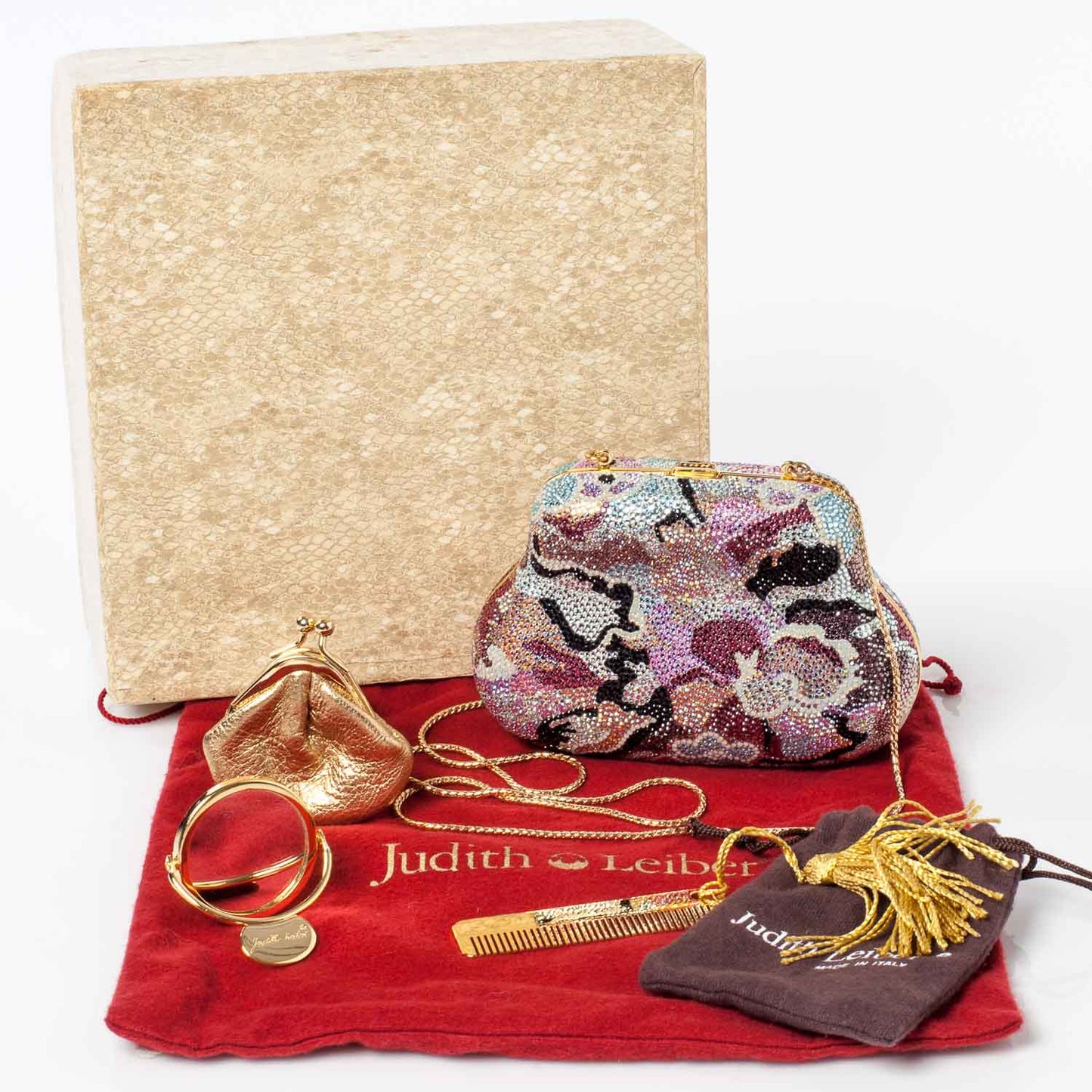 Crystal Floral Minaudiere Clutch Multicolor