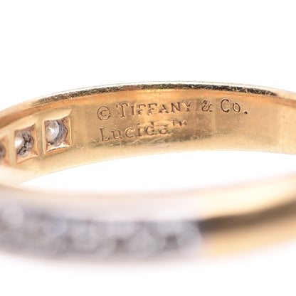 Tiffany 18K Yellow Gold Platinum Diamond Lucida Half Circle Band Ring 56 7.5 6 of 6
