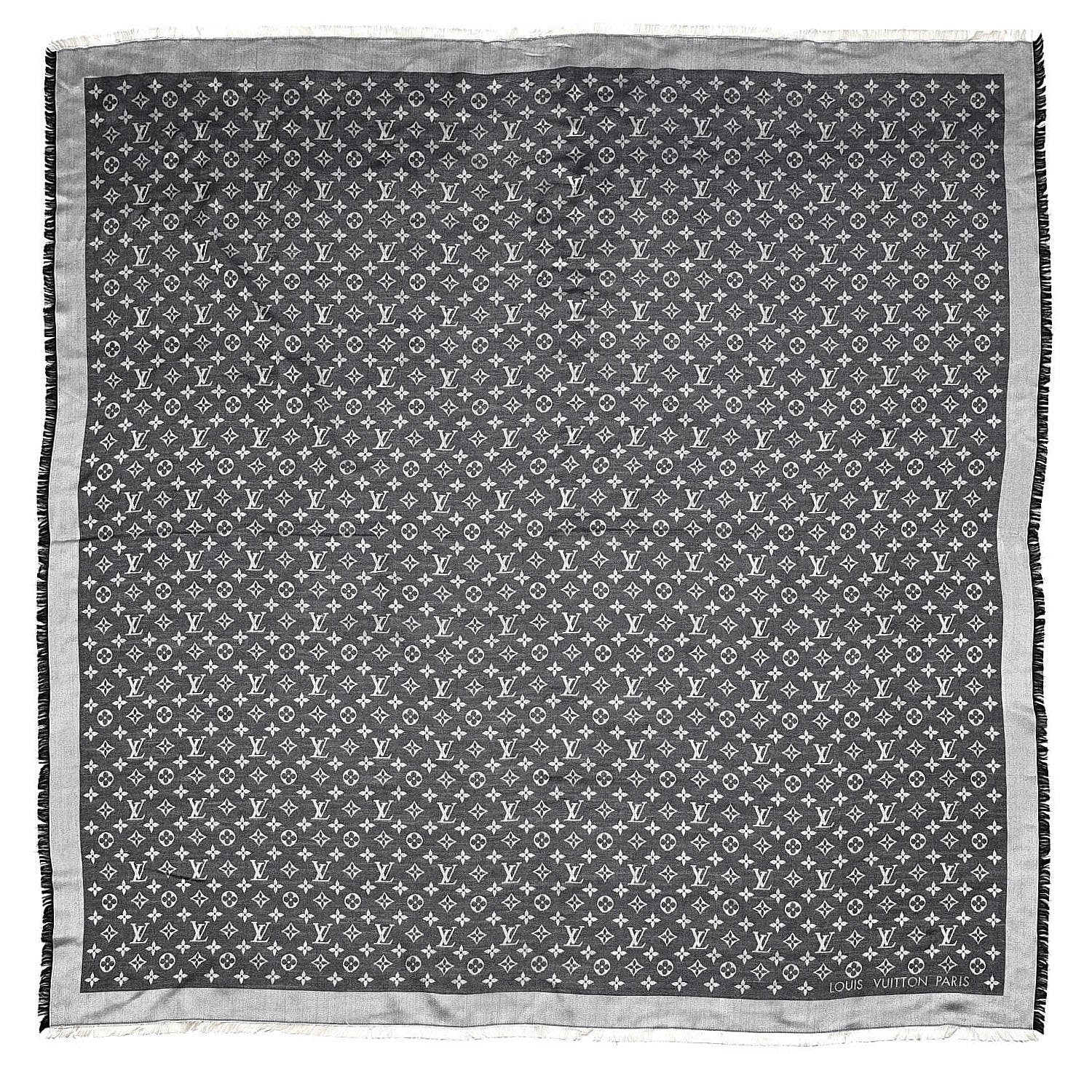 Louis Vuitton Silk Wool Monogram Denim Shawl Black 1 of 5