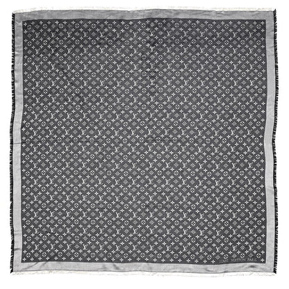 Louis Vuitton Silk Wool Monogram Denim Shawl Black 1 of 5