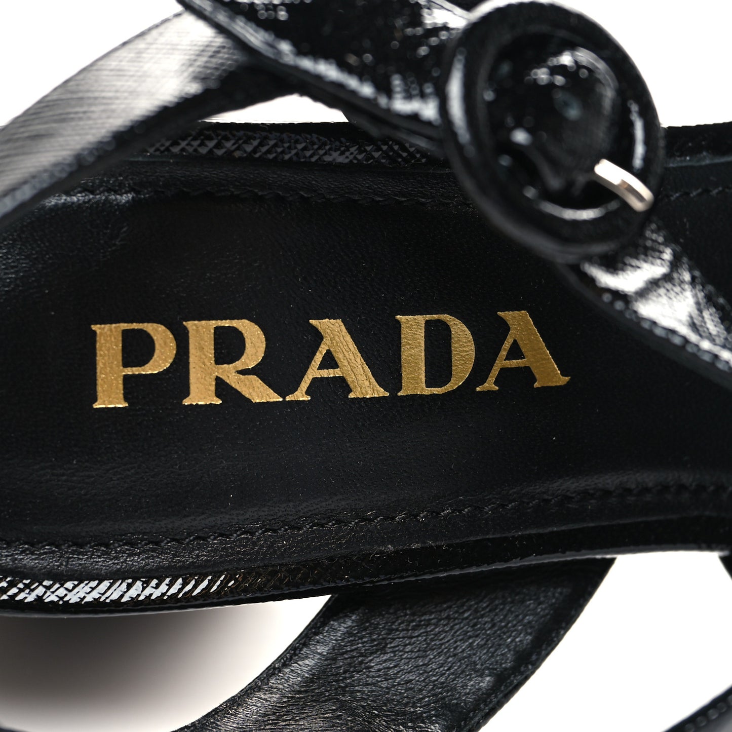 Vernice Saffiano Embossed Crisscross Platform 20/65mm Sandals 37 Black