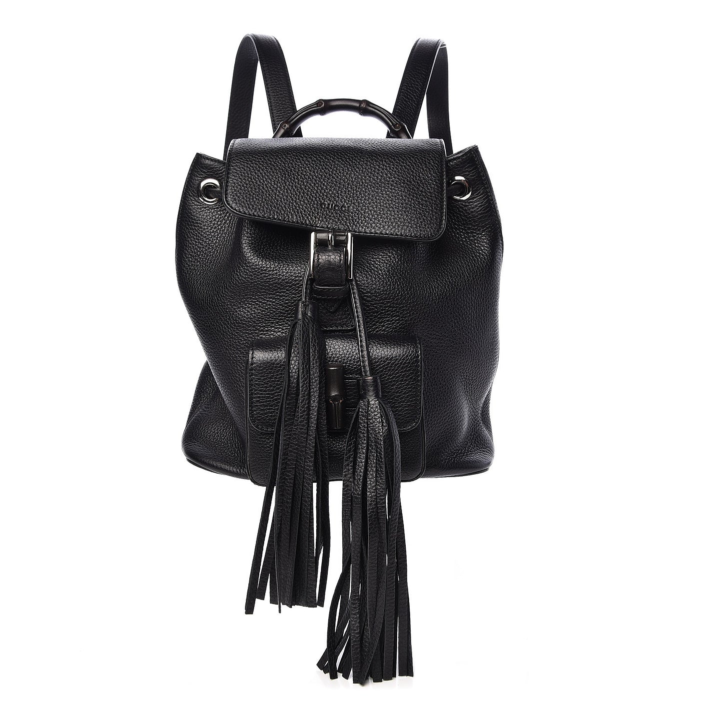 Calfskin Small Bamboo Backpack Black