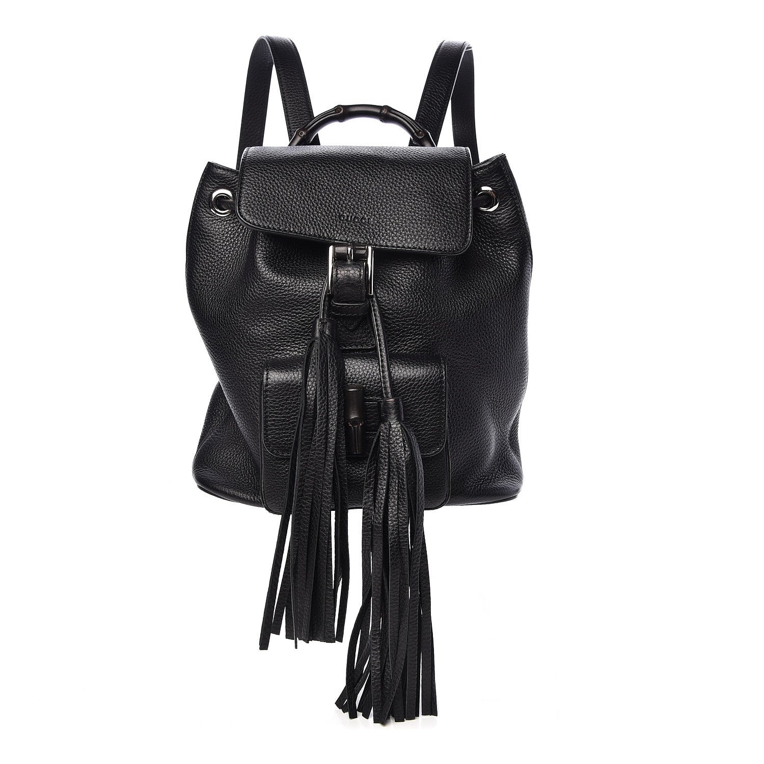Gucci Calfskin Small Bamboo Backpack Black 1 of 10