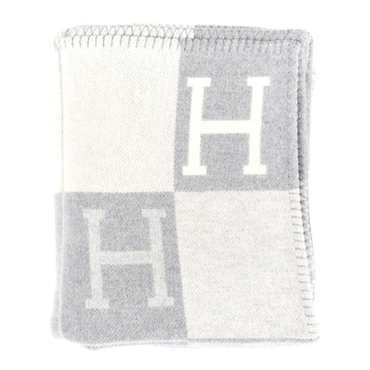 Hermes Wool Cashmere Avalon III Blanket Ecru Gris Clair 1 of 4